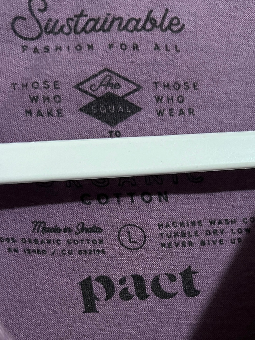 Pact Organic Cotton Short Sleeve Shirt in Eggplant Purple Size Large Womens - Picture 2 of 6
